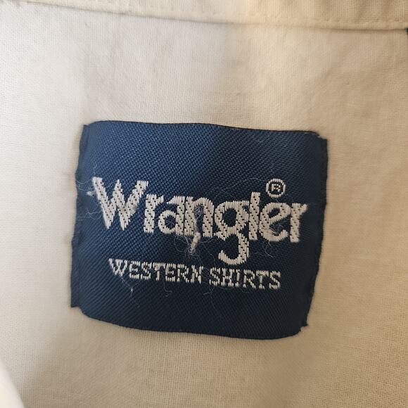 Vintage Wrangler Shirt Mens Large Pearl Snap Brushpopper Aztec Western Ivory - Picture 7 of 9